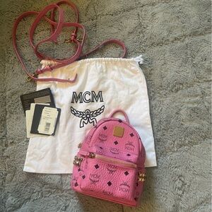Mcm mini pink backpack